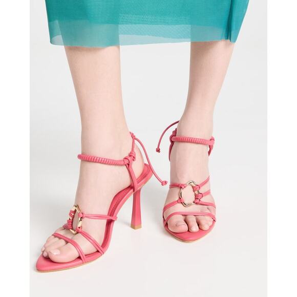 Aje Mirage Leather Strappy Heel Rouge Pink Size 8 - Picture 2 of 10